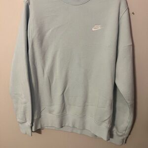 Nike Blue Crewneck Sweater with Ribbed Cuffs